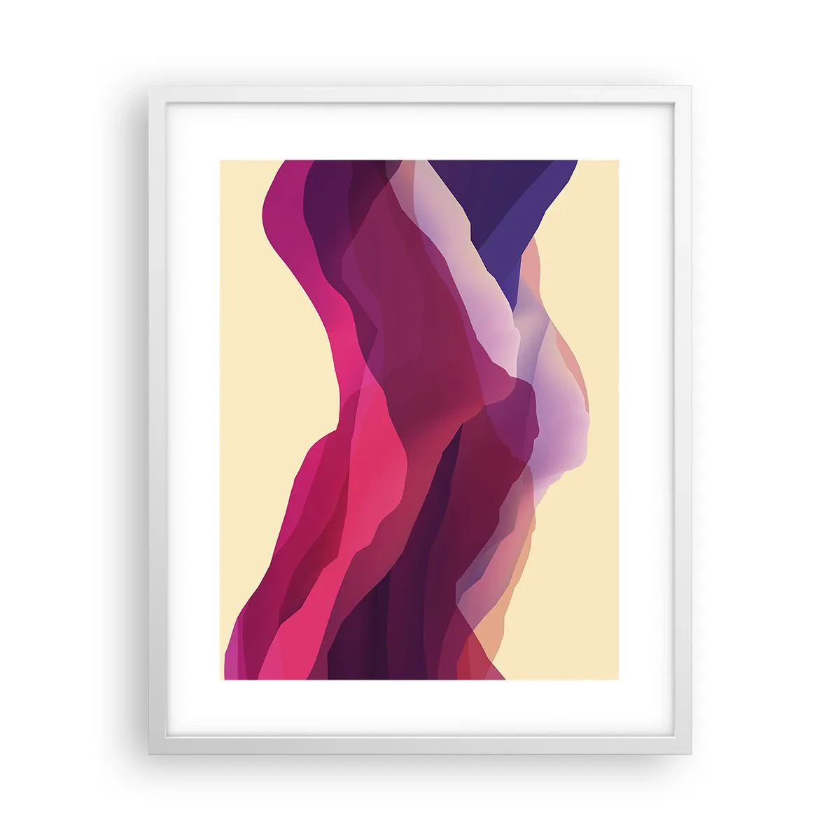 Poster in een witte lijst - Paarse golven - 40x50 cm