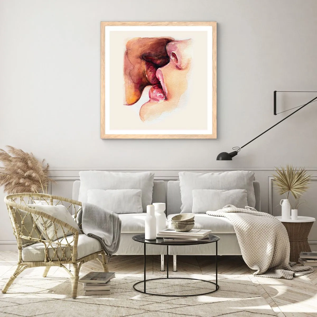 Een poster in een licht eiken lijst - Zoals dag en nacht, aarde en lucht - 30x30 cm