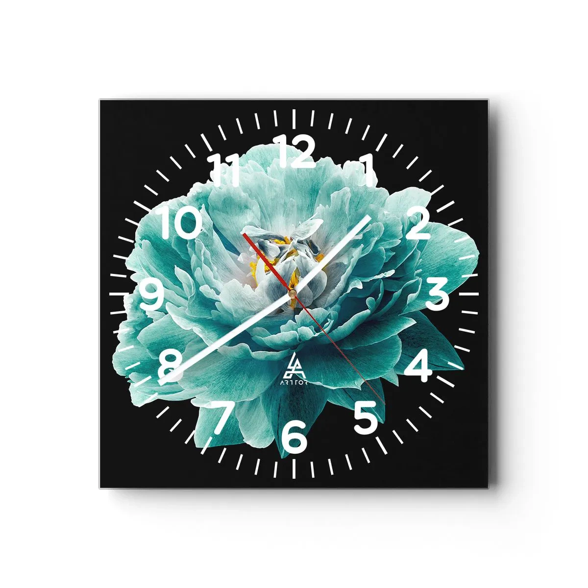 Wandklok - Klok - Blauwe en gouden bloemblaadjes - 30x30 cm