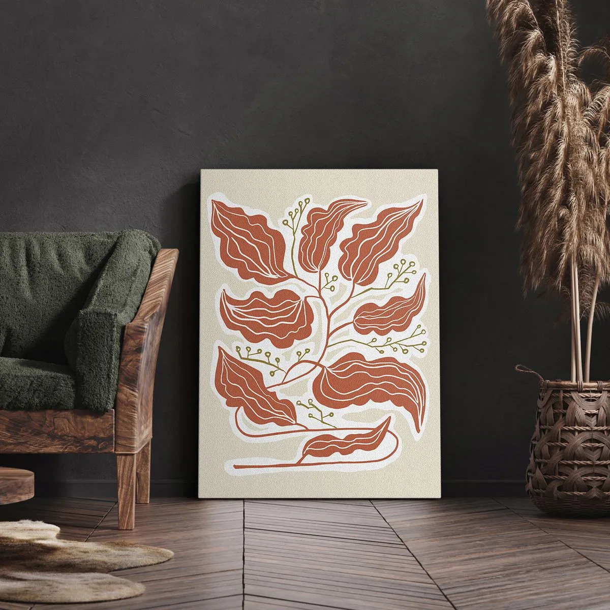 Schilderen op canvas - Folk en koraal - 55x100 cm