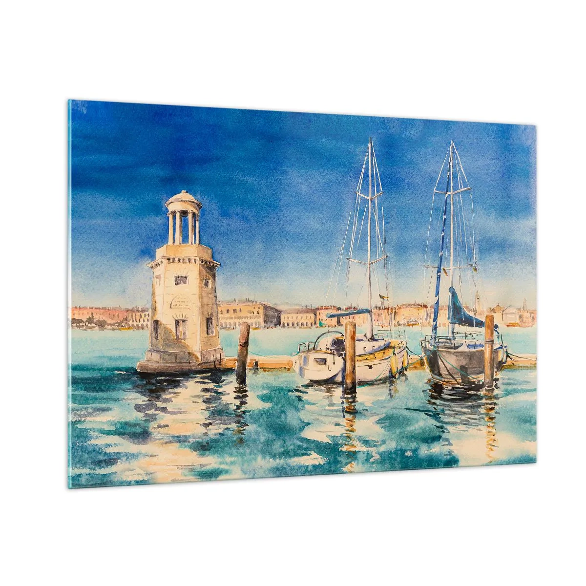 Schilderen op glas - Zonnige lagune - 100x70 cm