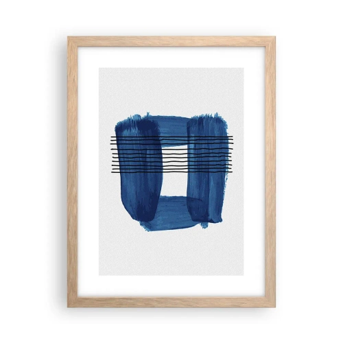 Een poster in een licht eiken lijst - Blauwe en zwarte compositie - 30x40 cm