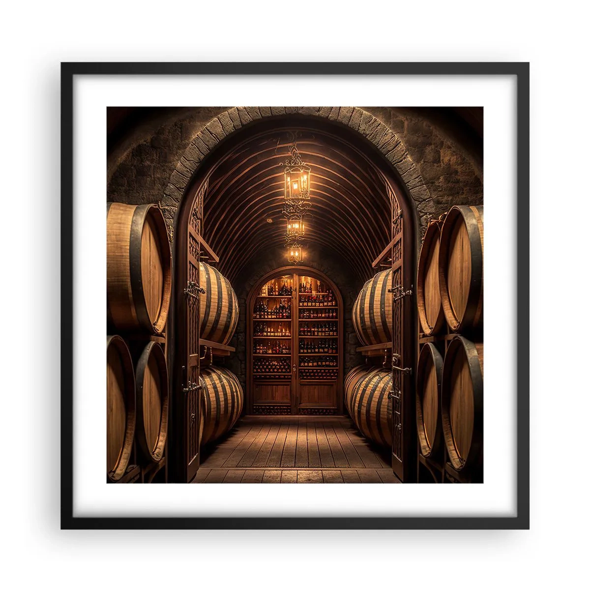 Poster in een zwarte lijst - Sfeervolle kelder - 50x50 cm