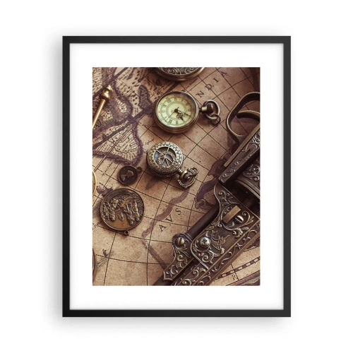 Poster in een zwarte lijst - Avontuur roept - 40x50 cm