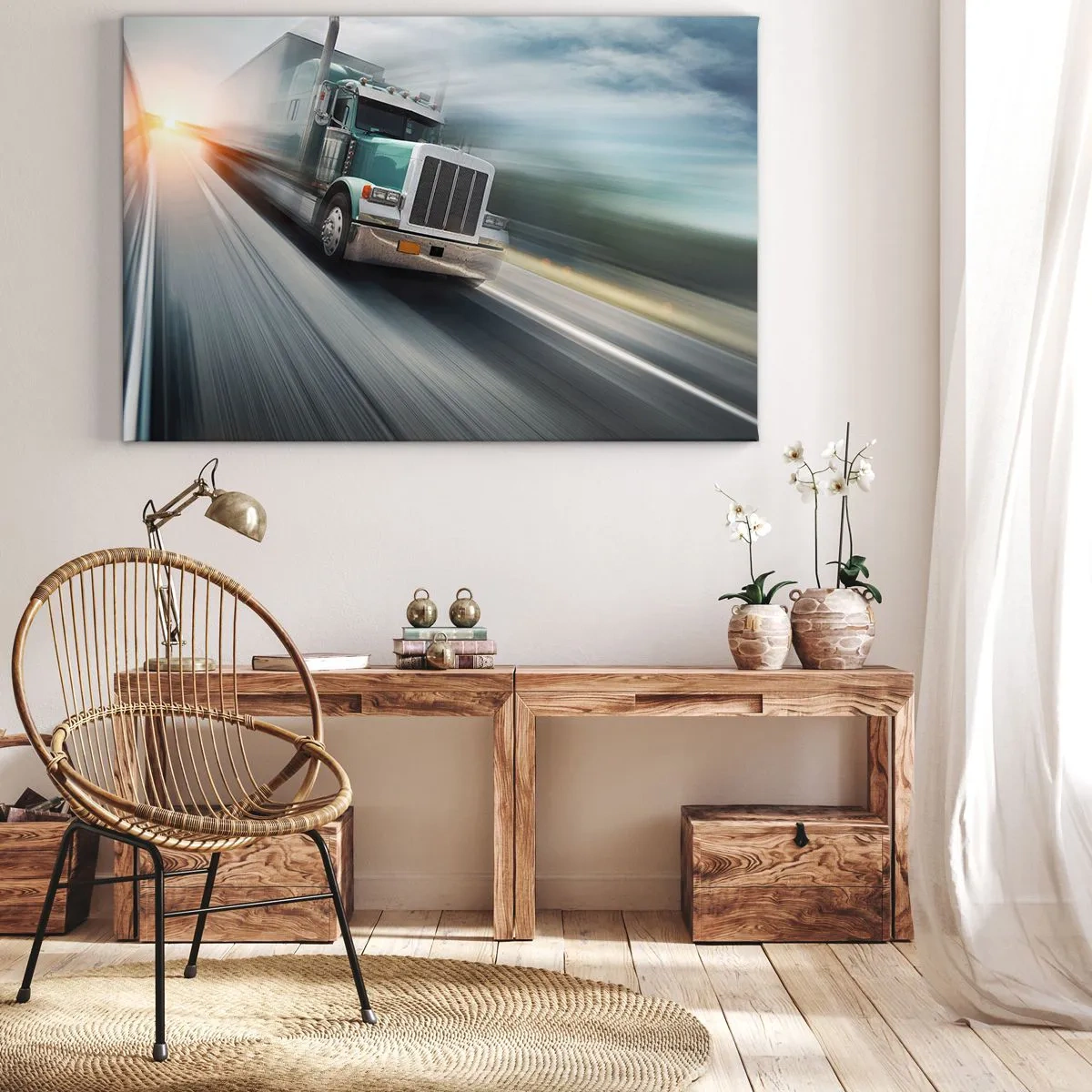Schilderen op canvas - De Amerikaanse reus in haast - 100x70 cm
