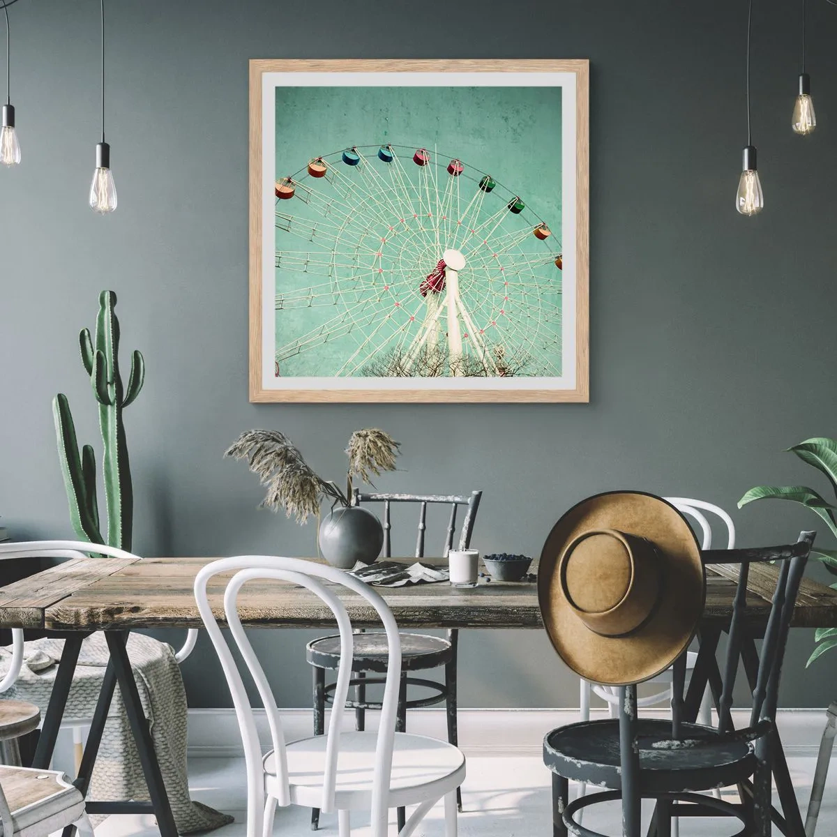 Een poster in een licht eiken lijst - Wij nodigen u uit om plezier te hebben - 60x60 cm