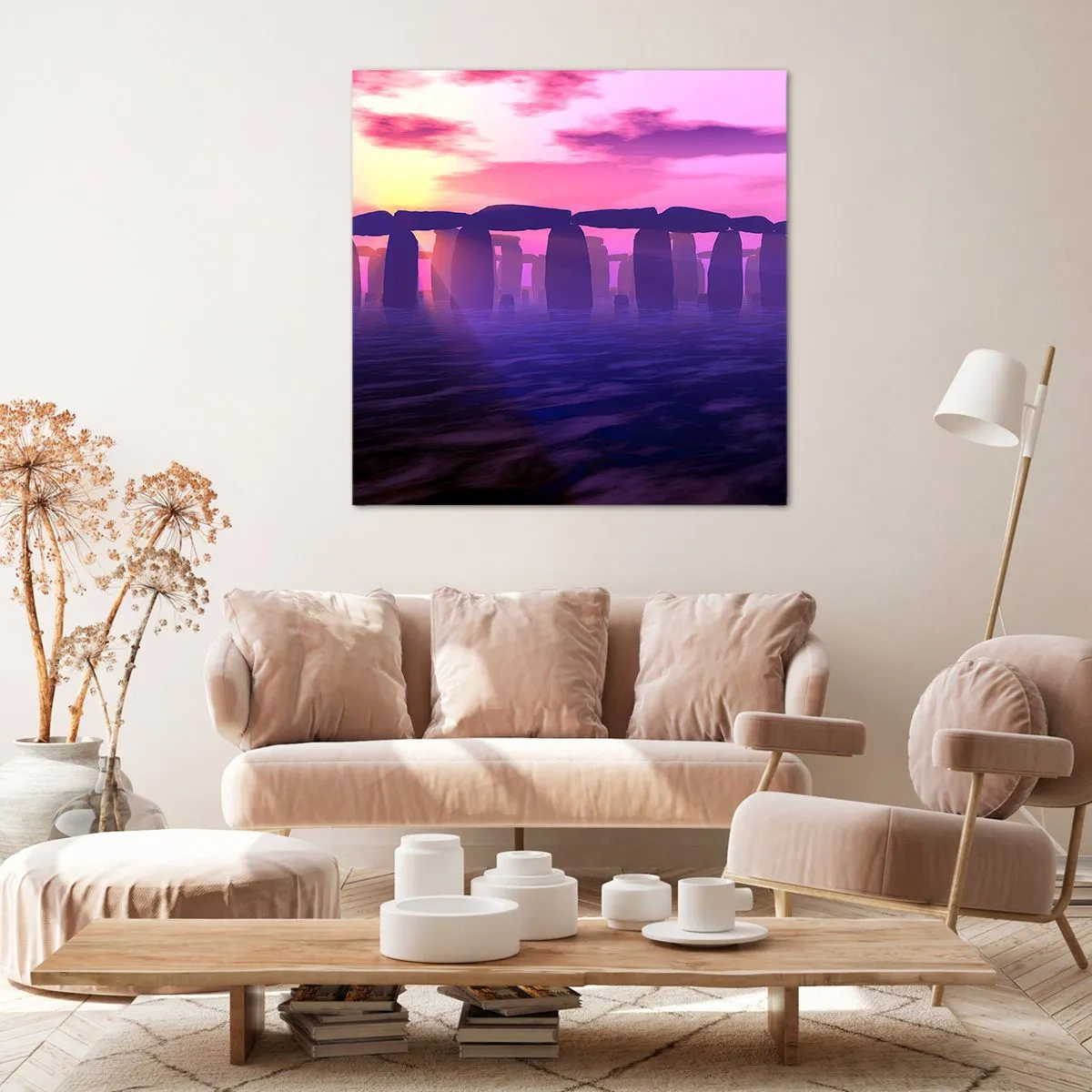 Schilderen op canvas - Mysterie bij zonsopgang in de mist - 30x30 cm