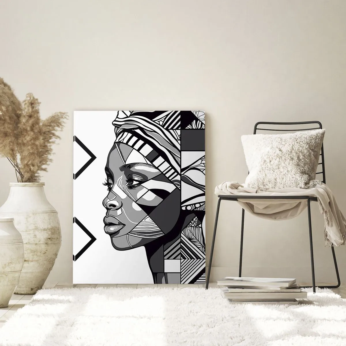 Schilderen op glas - Etnisch portret - 70x100 cm