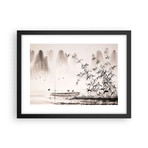 Poster in een zwarte lijst - De stilte van de rijstvelden - 40x30 cm