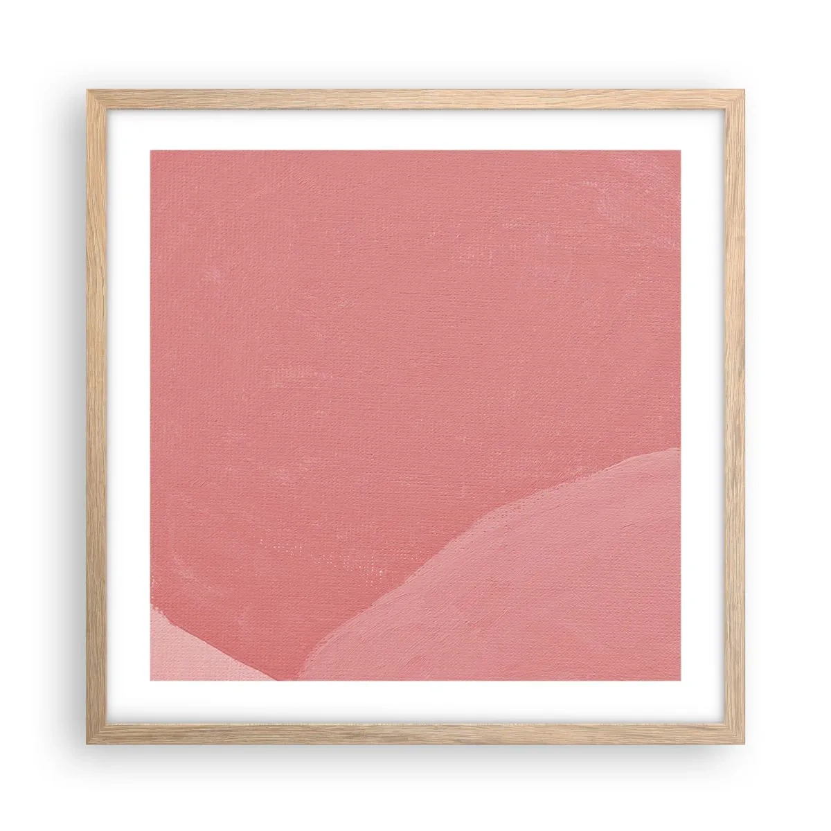 Een poster in een licht eiken lijst - Organische compositie in roze - 50x50 cm