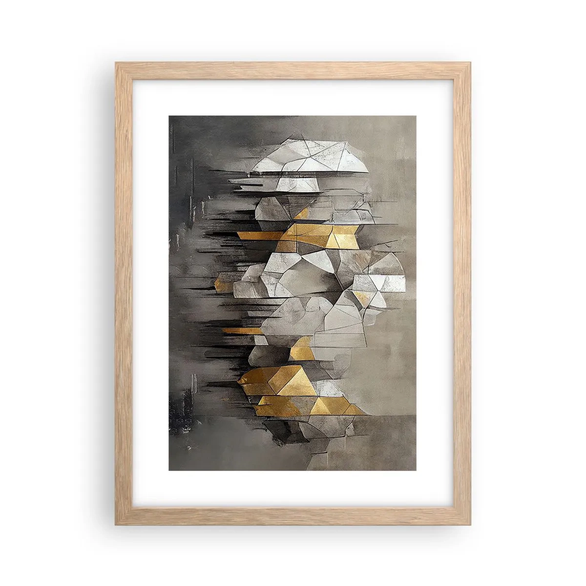 Een poster in een licht eiken lijst - Compositie van ijs en licht - 30x40 cm