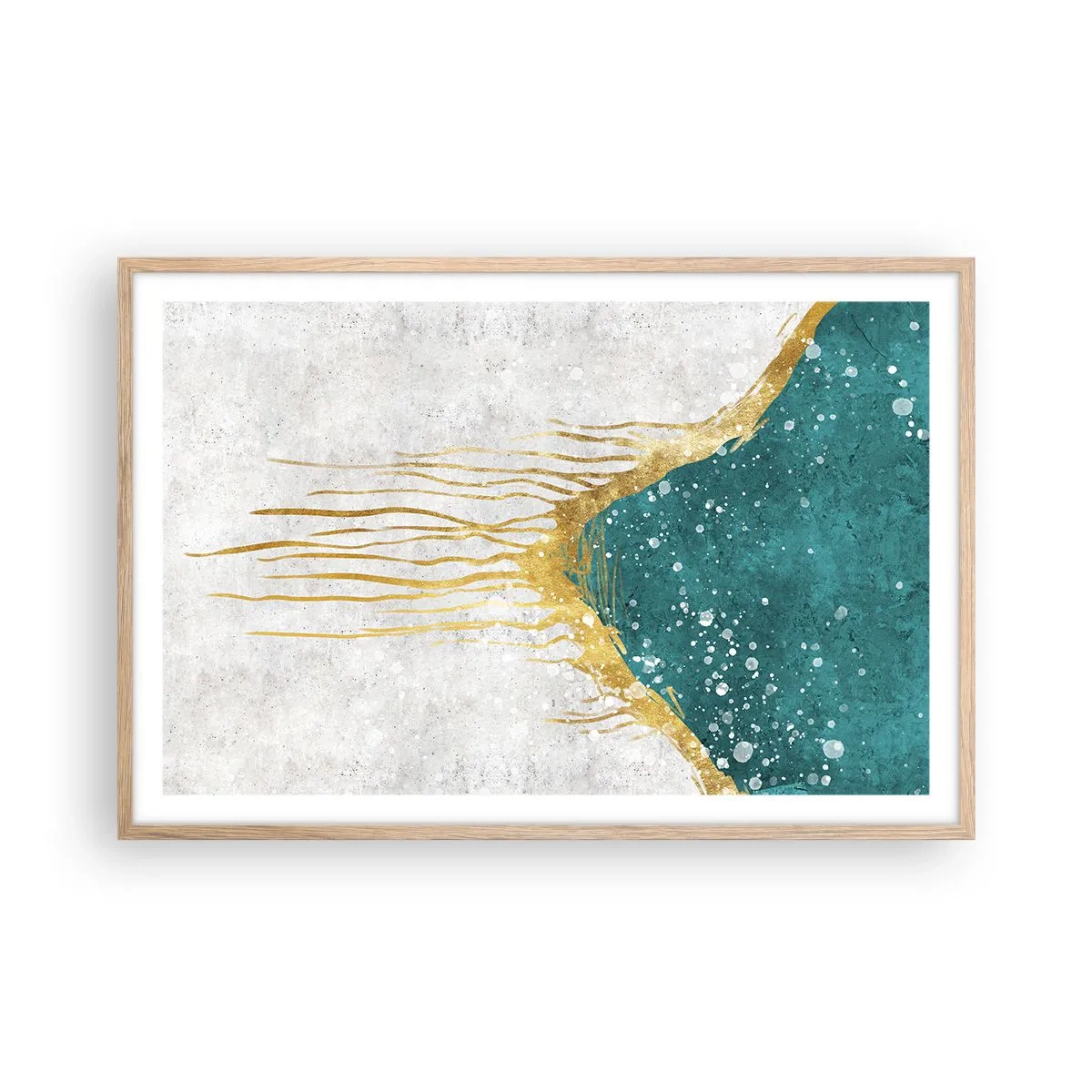 Een poster in een licht eiken lijst - Gouden vloed - 91x61 cm