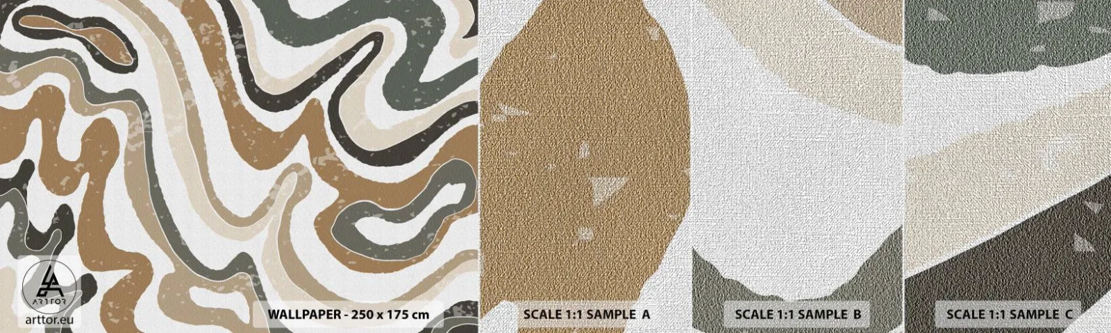 Fotobehang Monster Premium Canvas - Meanders van aardekleuren - Abstractie, Deel, Boho - 100x30 cm