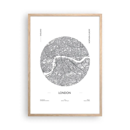 Een poster in een licht eiken lijst - Anatomie van Londen - 50x70 cm