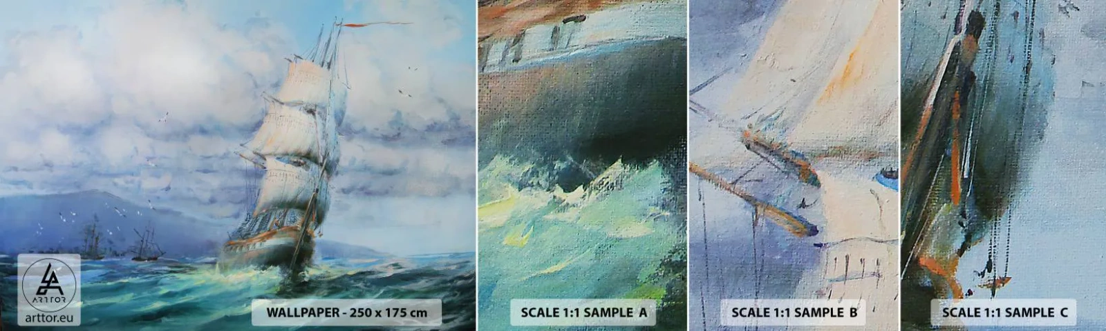 Fotobehang Staaltje Standard Eco - Goede wind - Zeilschip, Zee, het zeilen - 100x30 cm