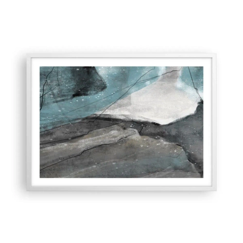 Poster in een witte lijst - Abstractie: rotsen en ijs - 70x50 cm