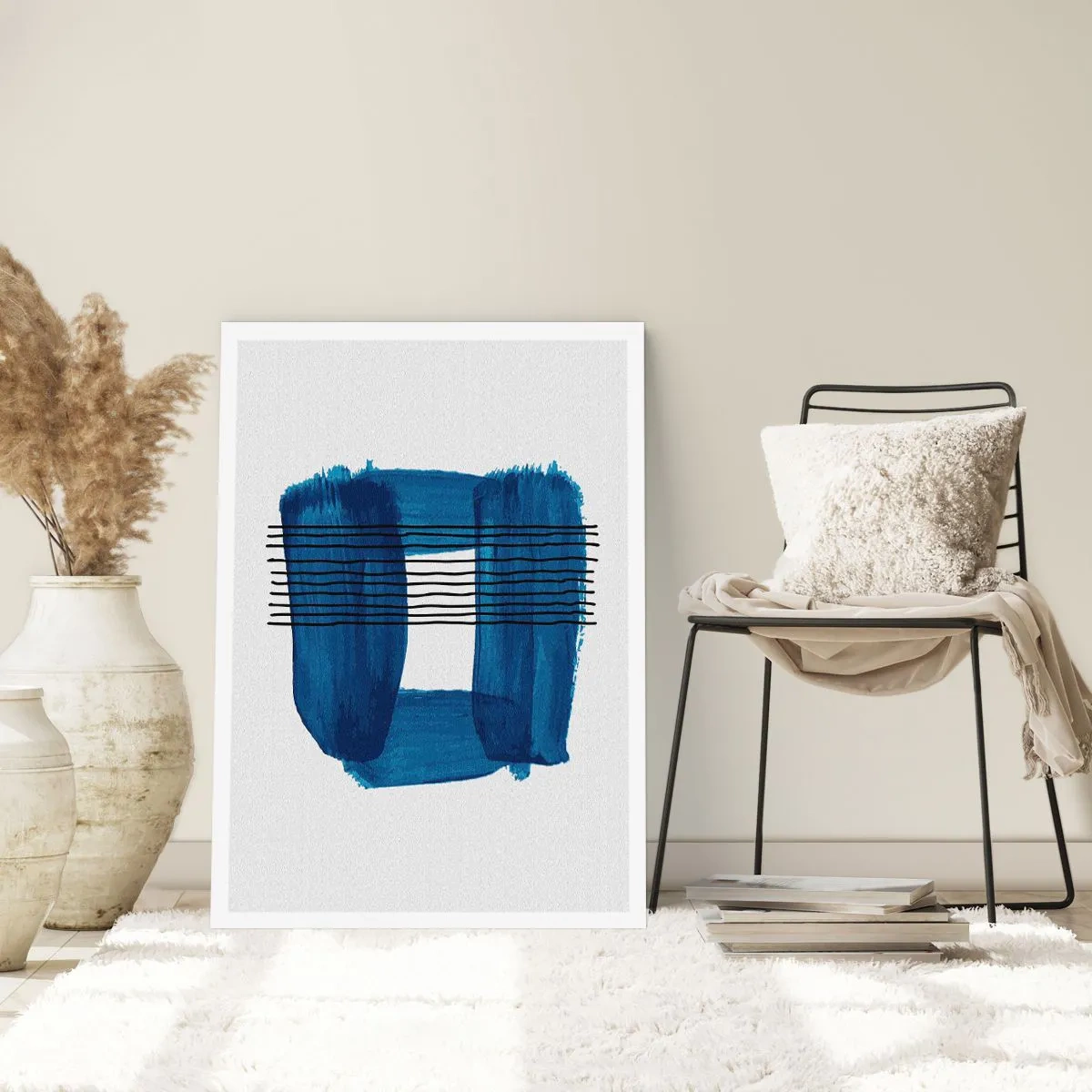 Poster - Blauwe en zwarte compositie - 30x40 cm