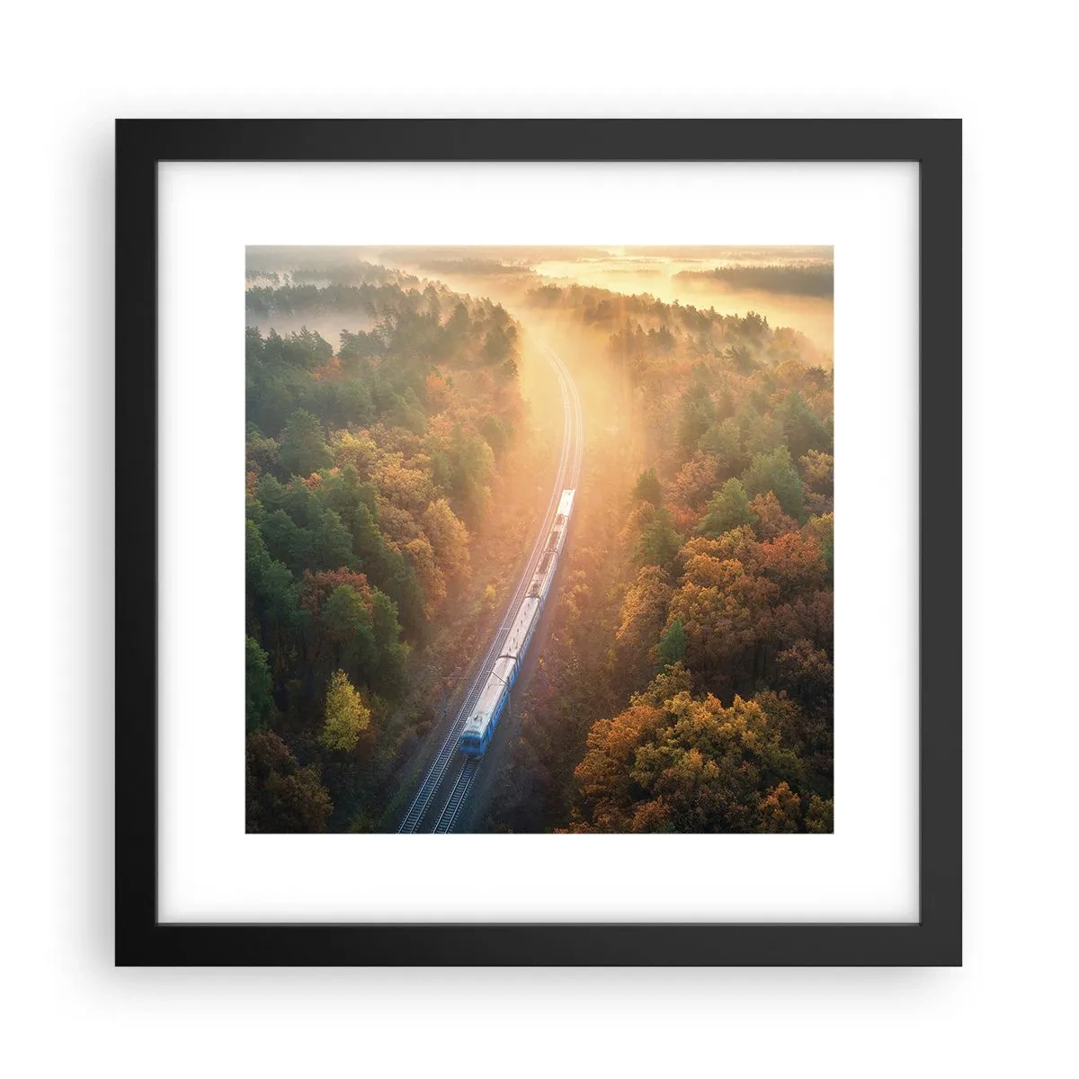 Poster in een zwarte lijst - Herfst reis - 30x30 cm