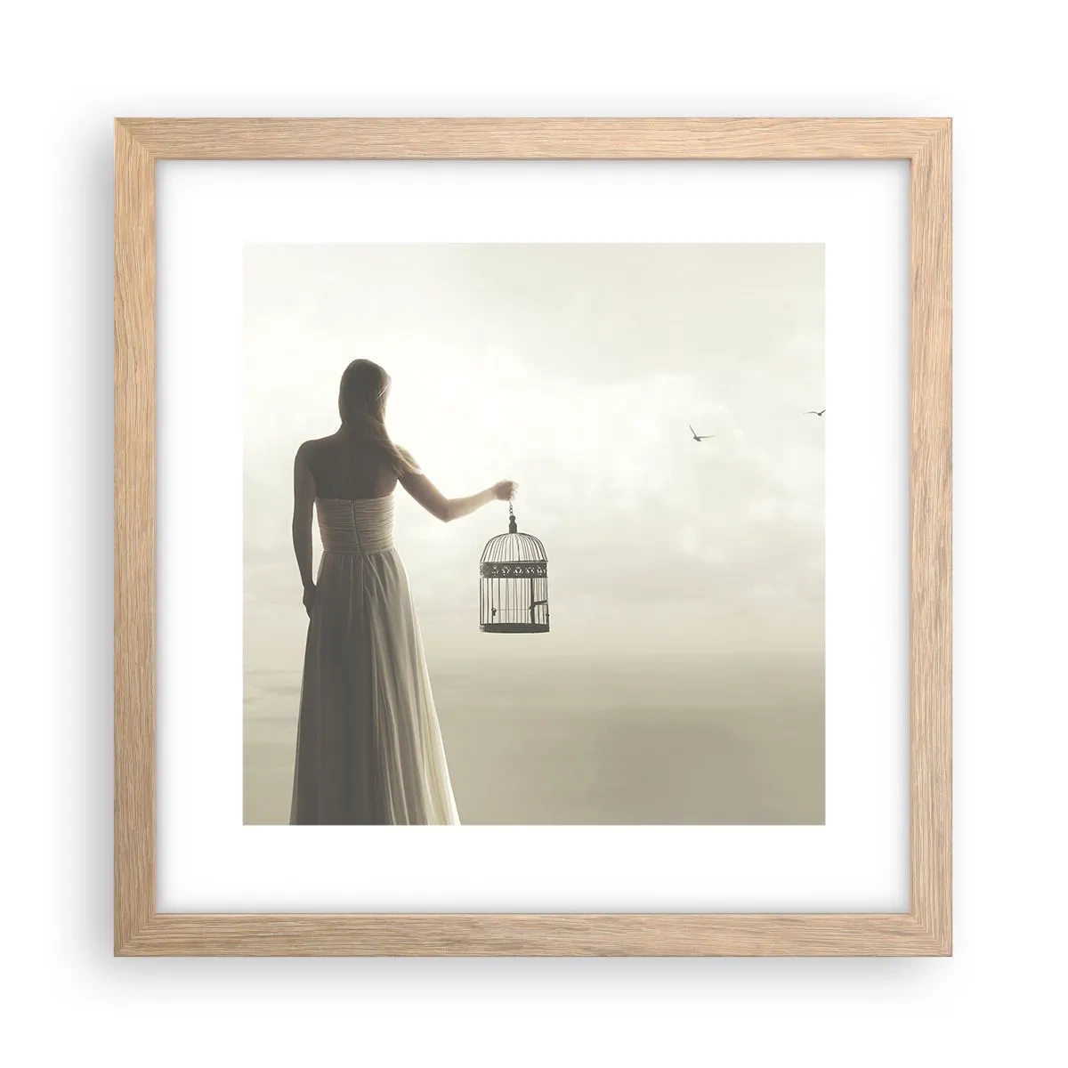 Een poster in een licht eiken lijst - Wees vrij - 30x30 cm