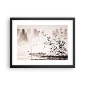 Poster in een zwarte lijst - De stilte van de rijstvelden - 40x30 cm