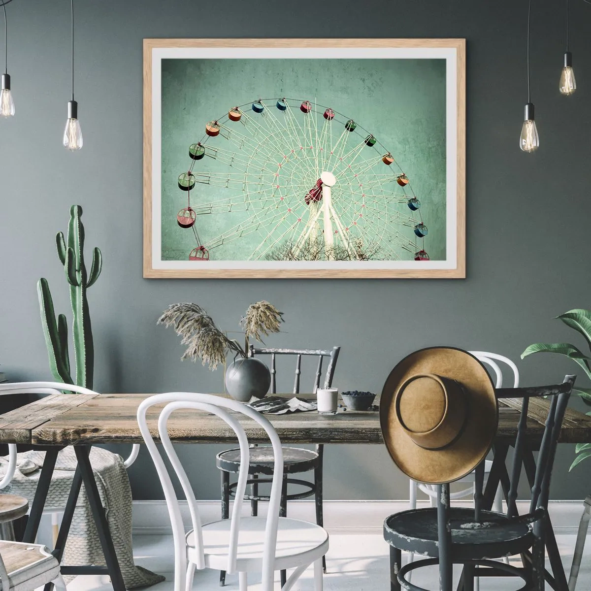 Een poster in een licht eiken lijst - Wij nodigen u uit om plezier te hebben - 100x70 cm