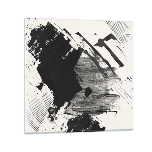 Schilderen op glas - Abstractie – expressie van zwart - 30x30 cm