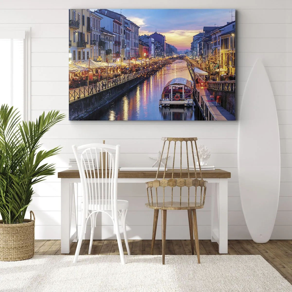 Schilderen op canvas - Een avond vol licht en plezier - 100x70 cm