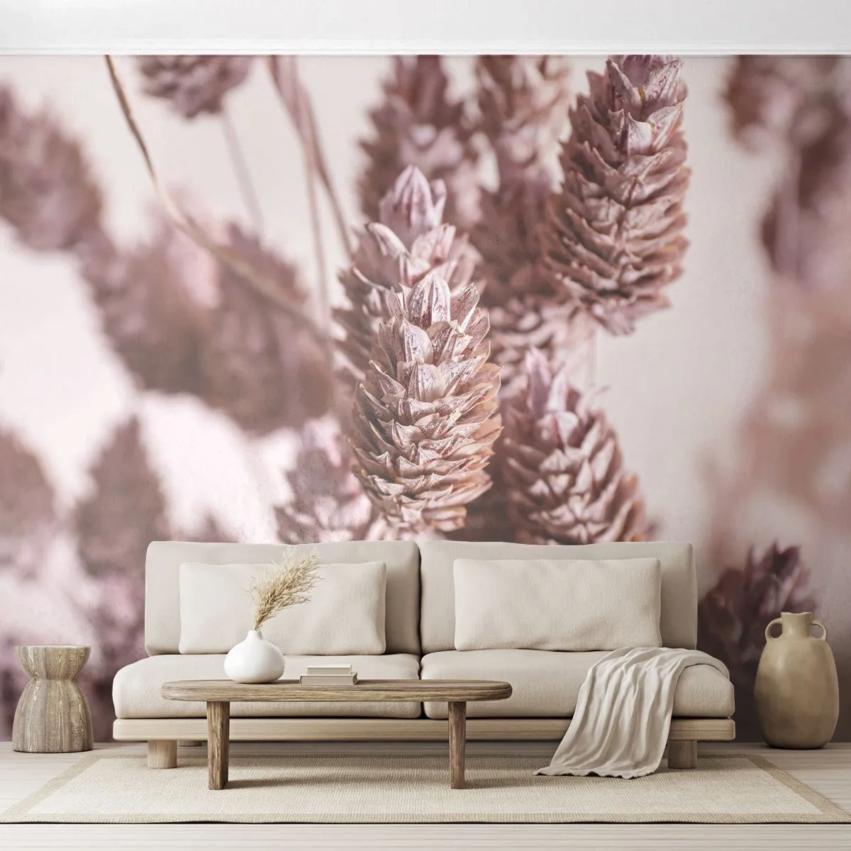 Fotobehang Premium Canvas - Schijnbaar onopvallend - Gedroogde bloem, Bloem, Wei - 400x280 cm