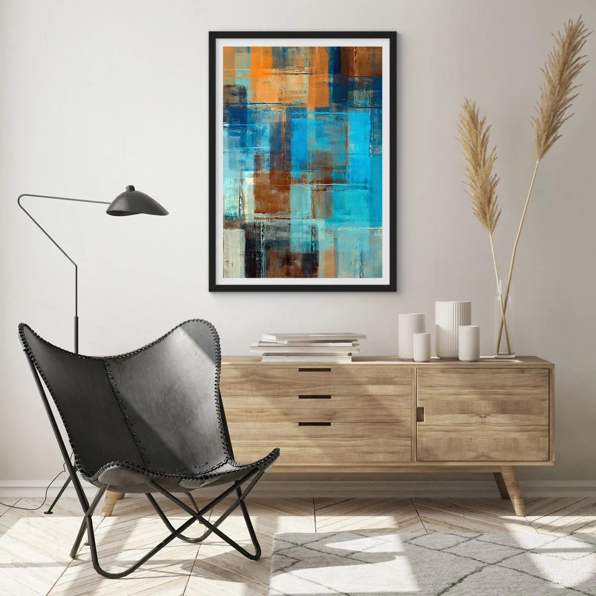 Poster in een zwarte lijst - Door de blauwe sluier - 30x40 cm