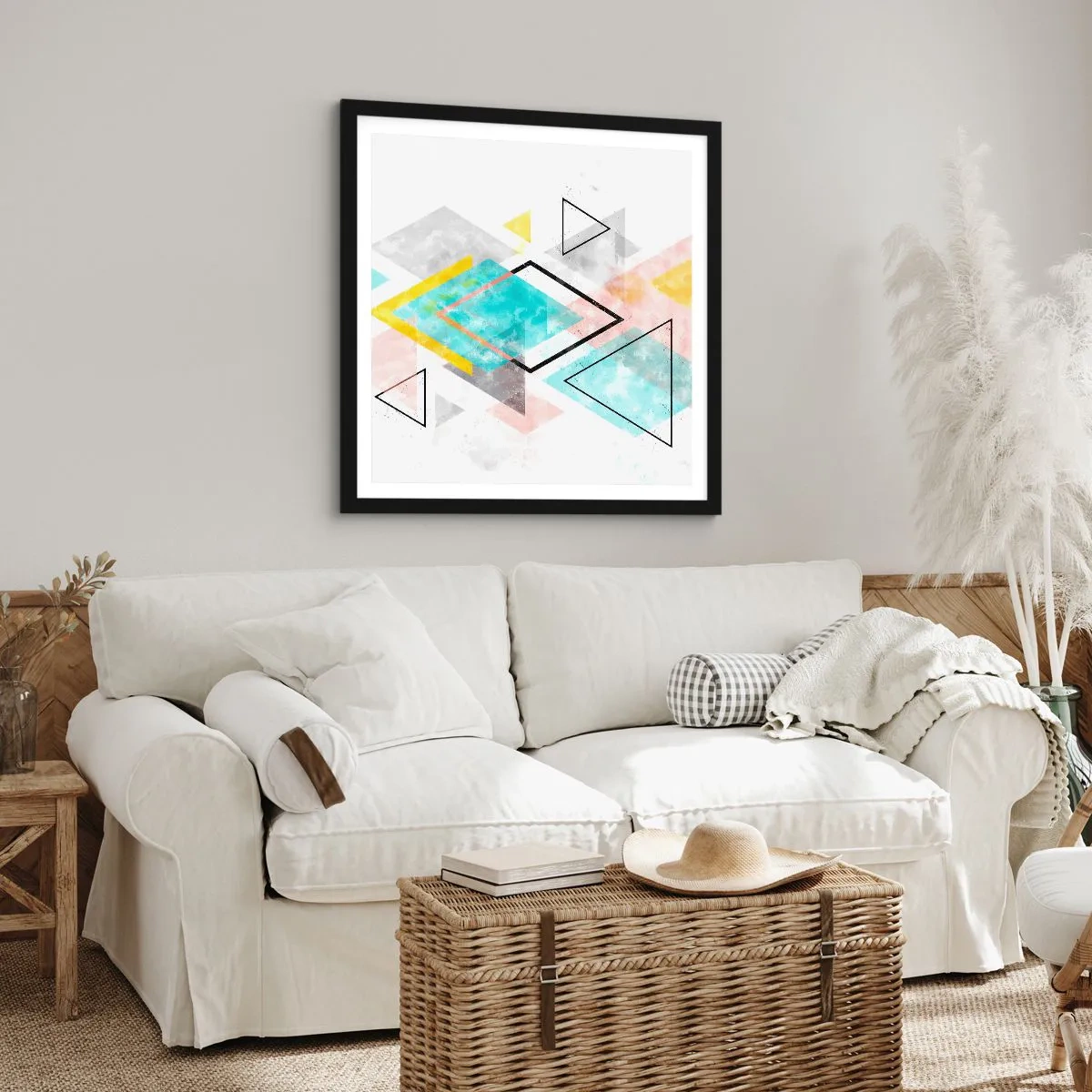 Poster in een zwarte lijst - Geometrisch spel - 30x30 cm