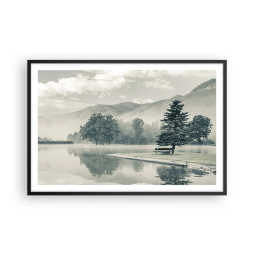 Poster in een zwarte lijst - Het meer slaapt nog - 91x61 cm