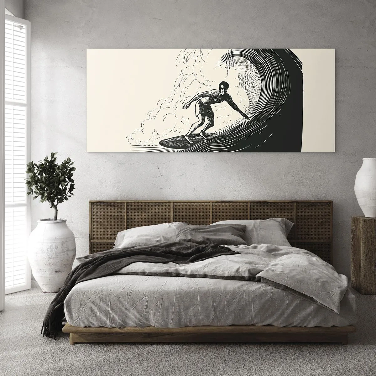 Schilderen op glas - Koning van de golf - 140x50 cm