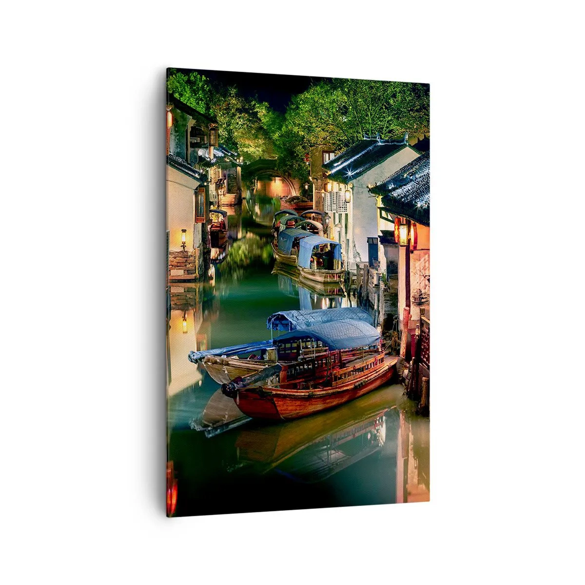 Schilderen op canvas - Een avond op een Chinese straat - 80x120 cm