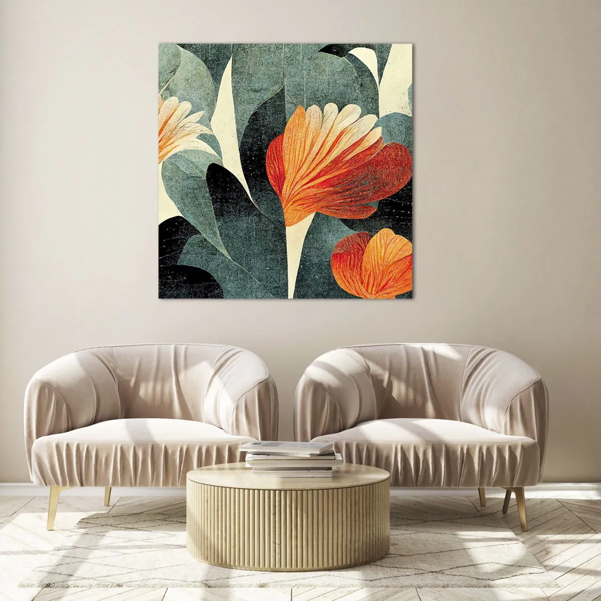 Schilderen op glas - De hitte van de tropen en de koelte van het groen - 40x40 cm