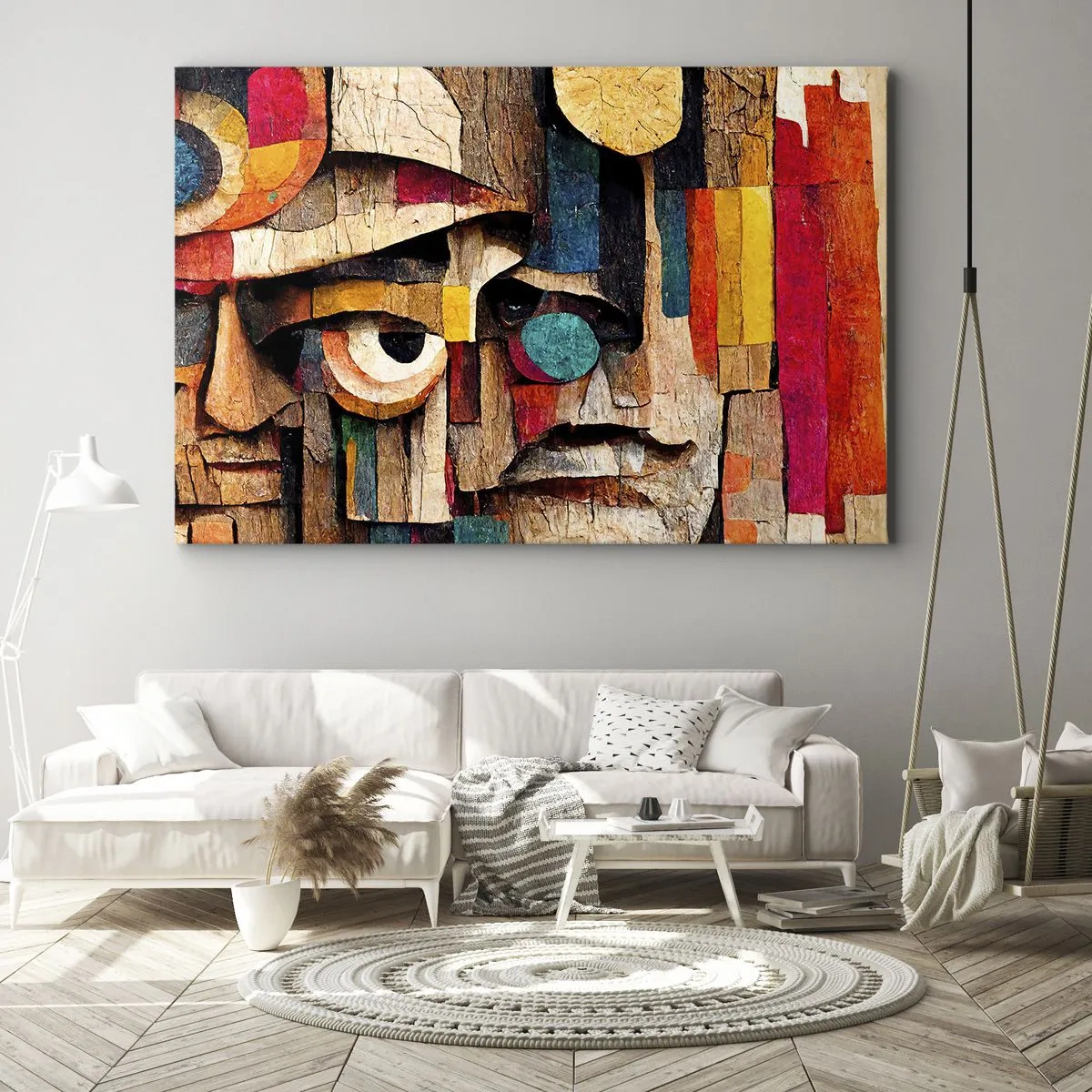 Schilderen op canvas - Abstracte gezichten in intense kleuren - 70x50cm - Ik zie je… - Moderne wanddecoratie voor woonkamer en slaapkamer ARTTOR