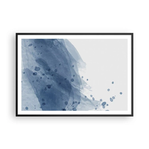 Poster in een zwarte lijst - Blauwe tule - 100x70 cm