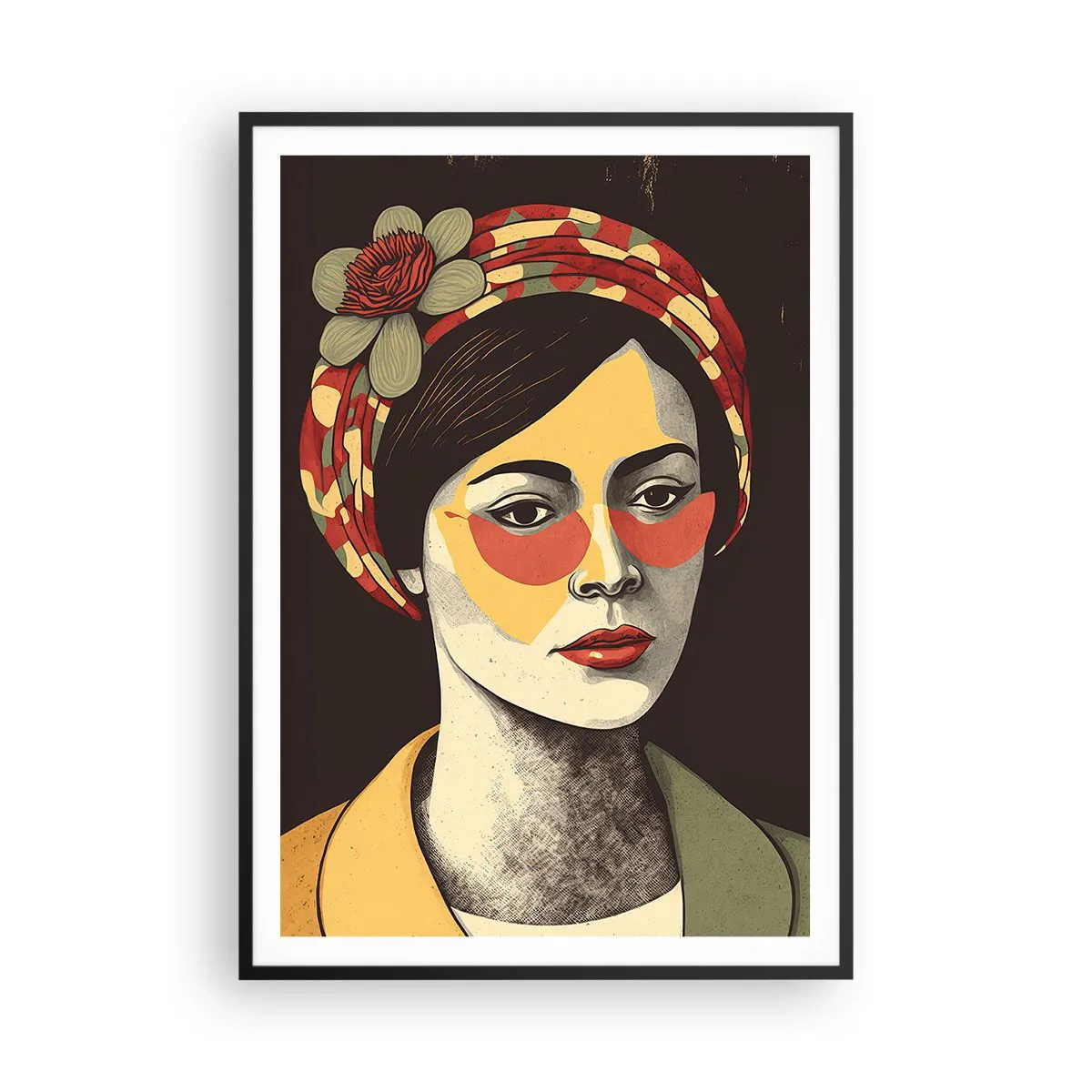 Poster in een zwarte lijst - Koraal Dame - 70x100 cm