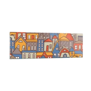 Schilderen op glas - Achter het huis is een huis - 160x50 cm