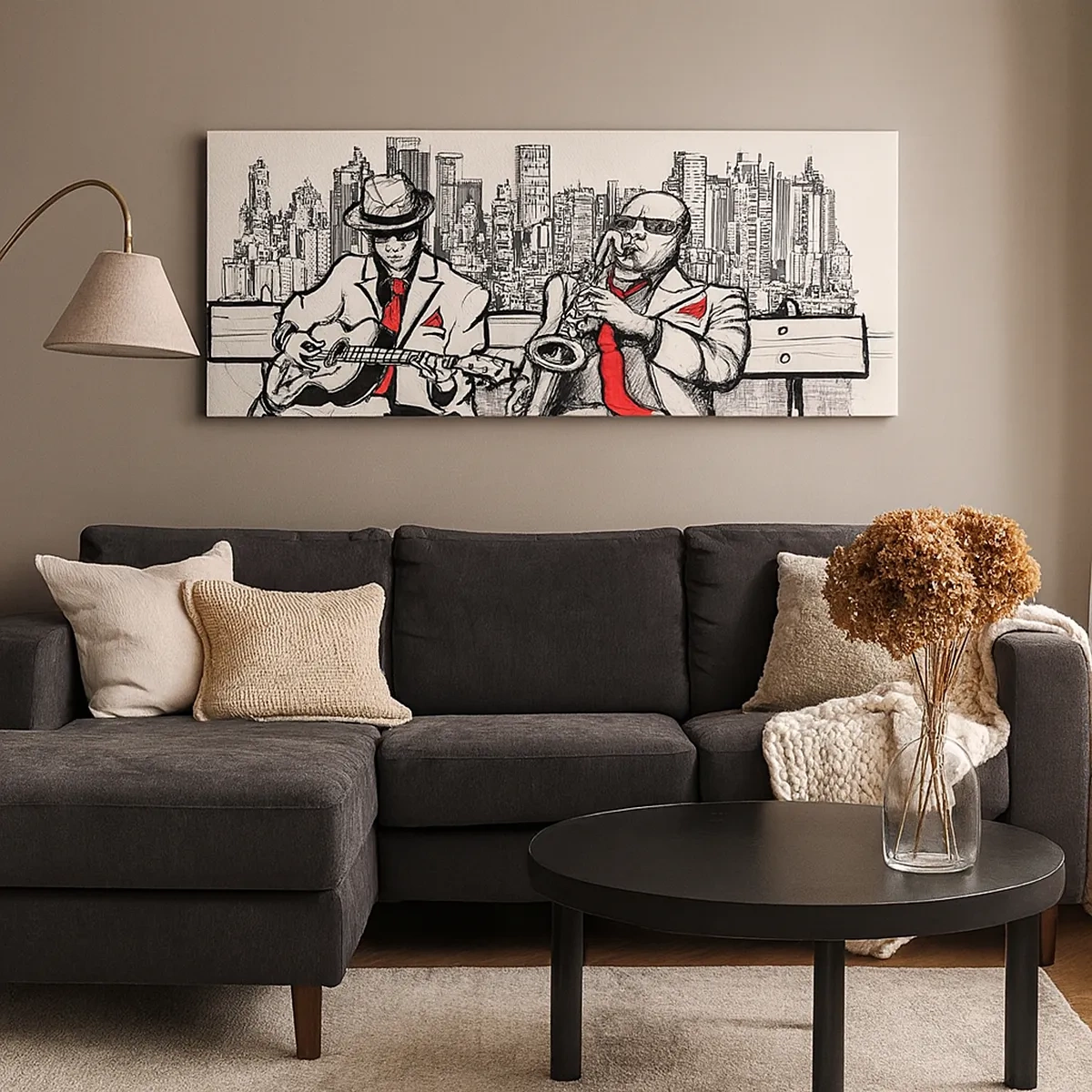 Schilderen op canvas - Improvisatie van New York - 30x30 cm