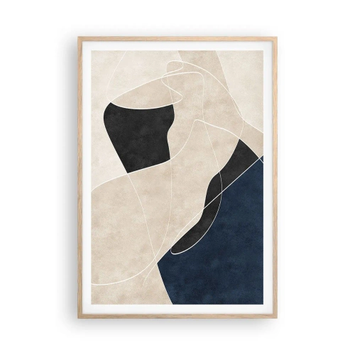 Een poster in een licht eiken lijst - Abstracte compositie – kleurcontrast - 70x100 cm