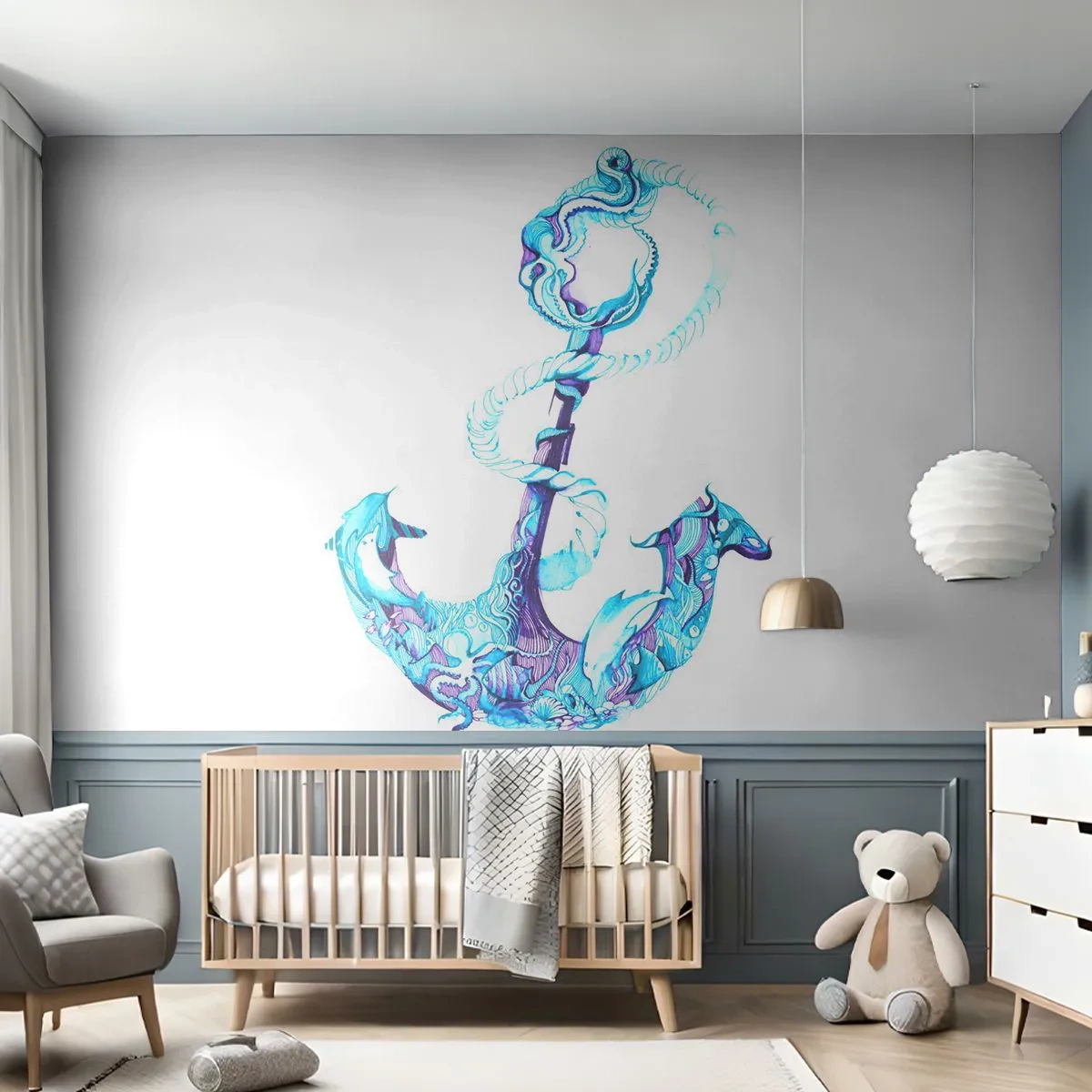Zelfklevend Fotobehang Deluxe Sticker - De vertrouweling van de geheimen van de zee - Abstractie, Anker, Zee - 250x175 cm