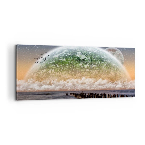 Schilderen op canvas - En de wereld kwam uit het water - 100x40 cm