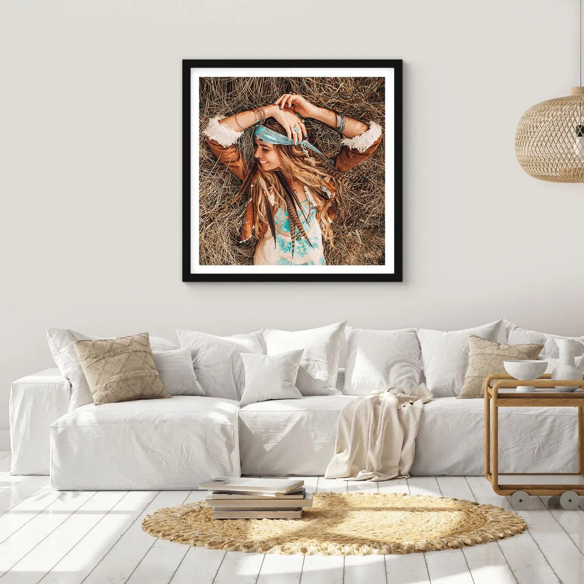 Poster in een zwarte lijst - Op weg naar de zomer van de liefde - 30x30 cm