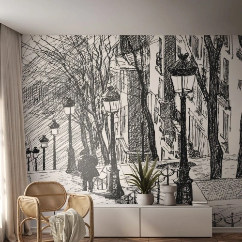 Fotobehang Premium Canvas - Een liefdesverhaal of een horrorverhaal? - Montmartre, Architectuur, Parijs - 300x210 cm