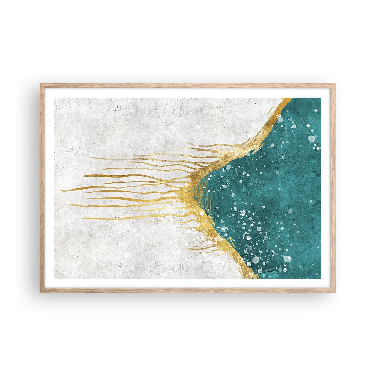 Een poster in een licht eiken lijst - Gouden vloed - 100x70 cm