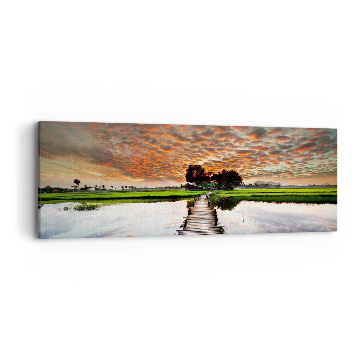 Schilderen op canvas - Strek je armen - ademen - 90x30 cm