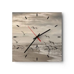 Wandklok - Klok - Het geluid van de zee, het zingen van vogels - 40x40 cm