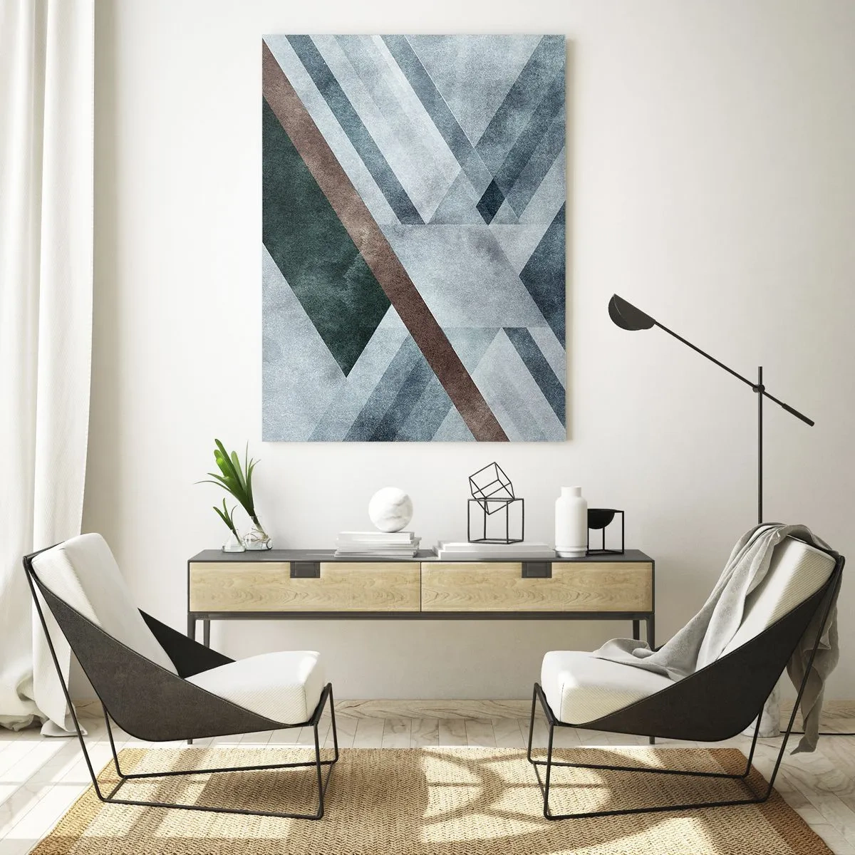 Schilderen op glas - Verfijnde elegantie van geometrie - 70x100 cm