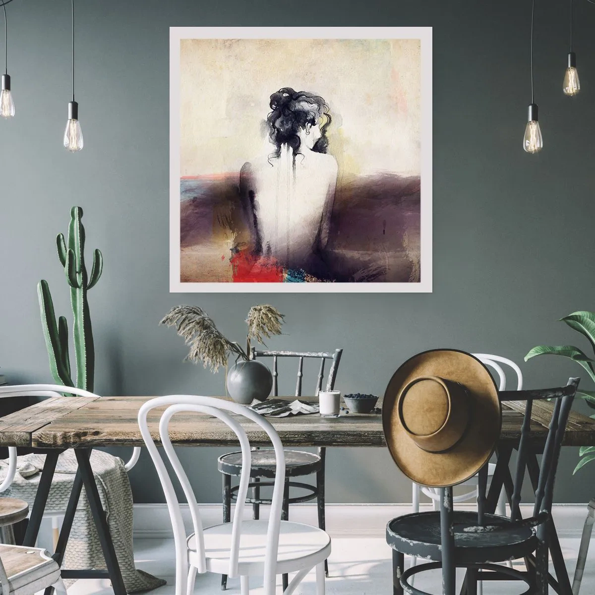 Poster - Vloeiende lijnen, ovale vormen - 60x60 cm
