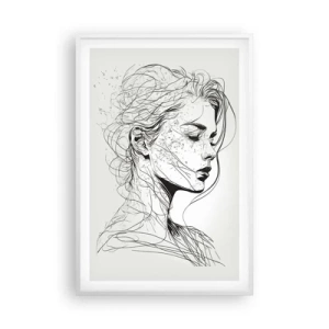 Poster in een witte lijst - Portret in gedachten - 61x91 cm